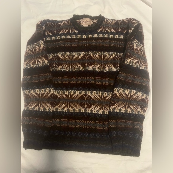 Woolrich Men”s Vintage Handknit Wool Blend Multicolor Ski Sweater Size L - Picture 5 of 10